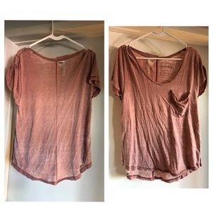 Free People Rust Distressed Tee